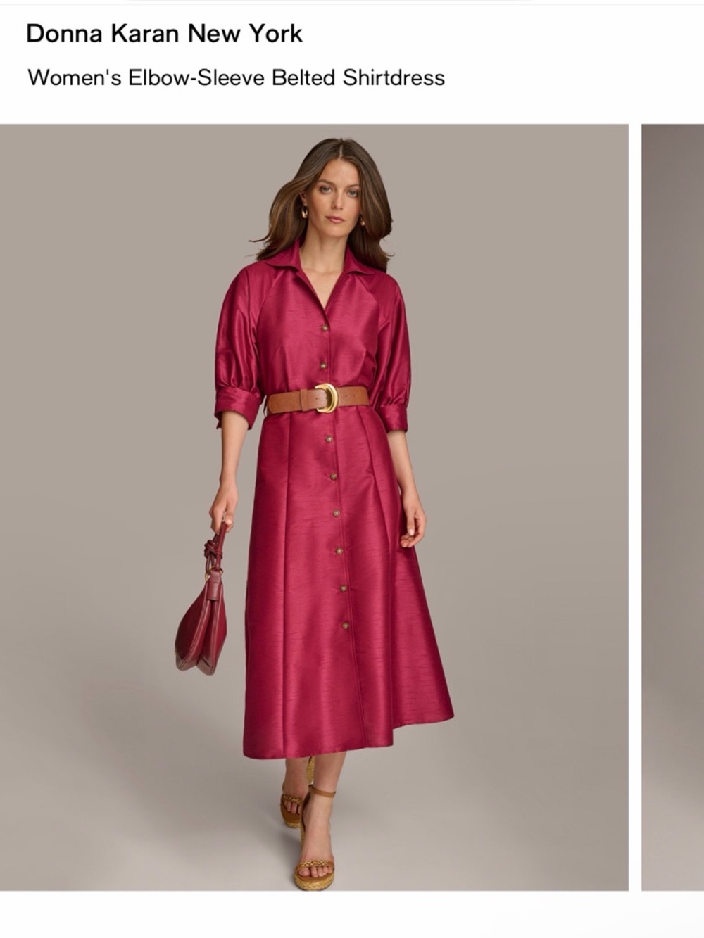 Donna Karan Crimson Button-Front Midi Dress